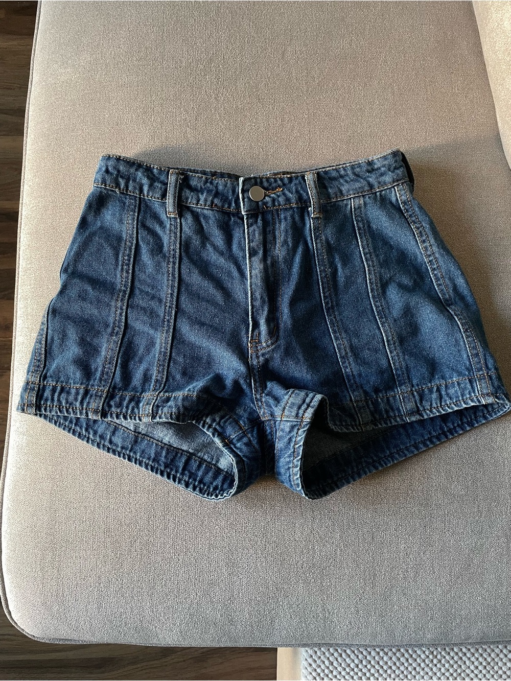 Dark Blue High-Rise Denim Shorts